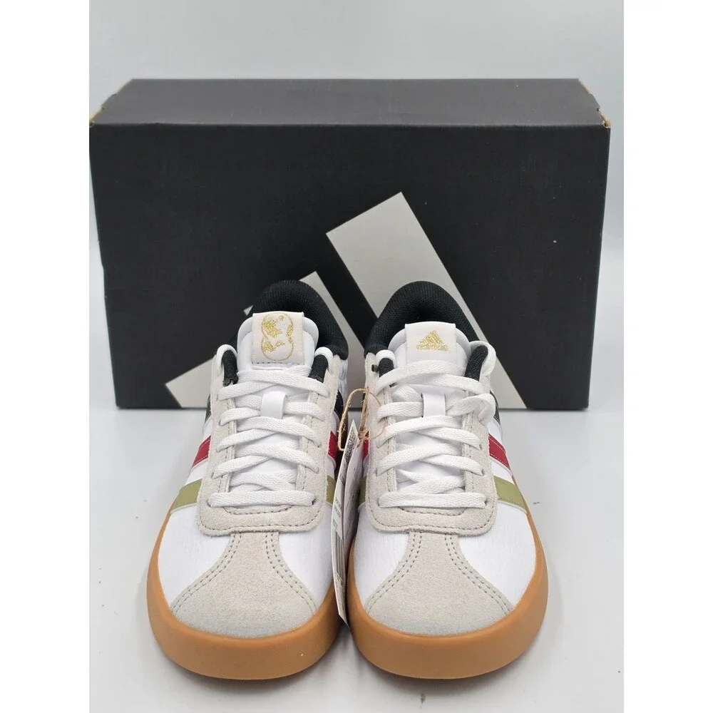 Adidas VL Court 3.0 K Youth 1.5 White Multi Color Gum Sneakers KI3121 NIB